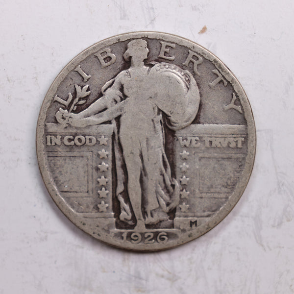 1926 Standing Liberty Quarter., Very Good., Circulated Coin., Store #QR0322.
