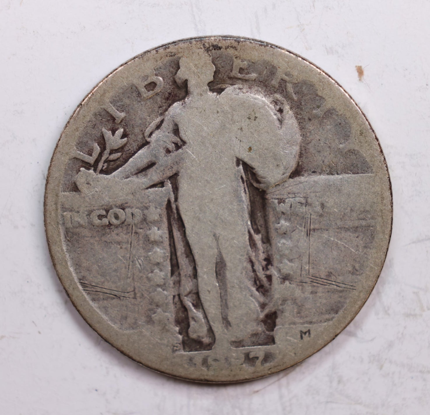 1927-S Standing Liberty Quarter., Very Good., Circulated Coin., Store #QR0323.