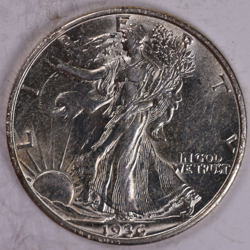 1936-D Walking Liberty Half Dollar, About Uncirculated Coin, Nice Slider, Store