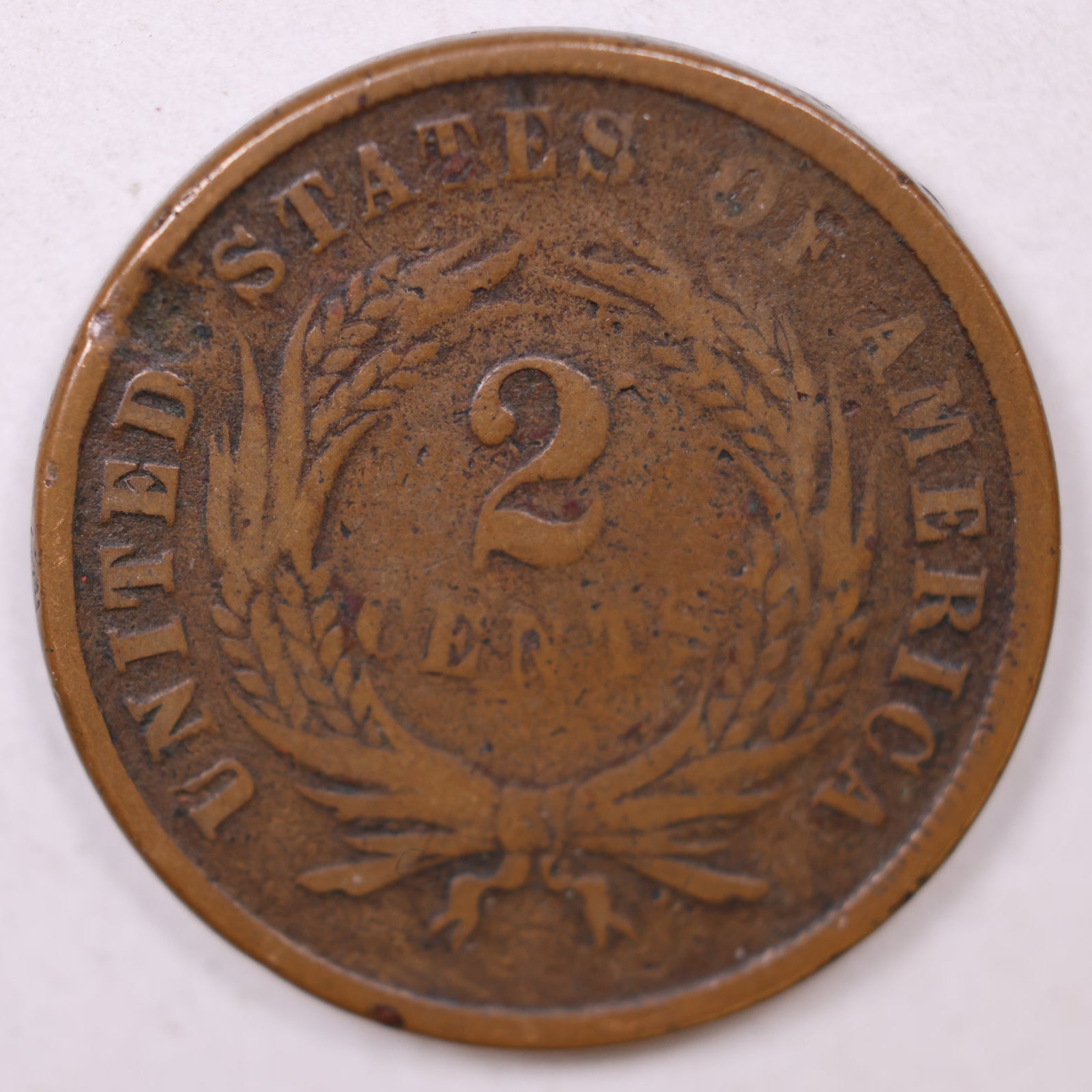 1865 Large Motto 2 Cent, Very Good Circulated Coin, Store #CT1232