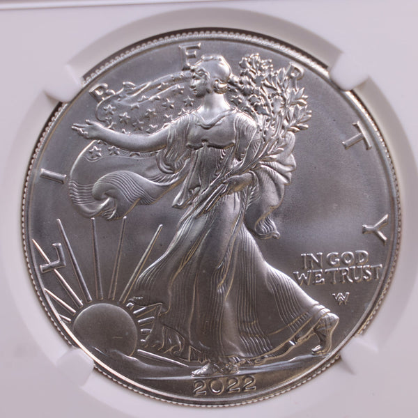 2022-W American Silver Eagle., Burnished Strike., NGC MS-70., Store GSE027.