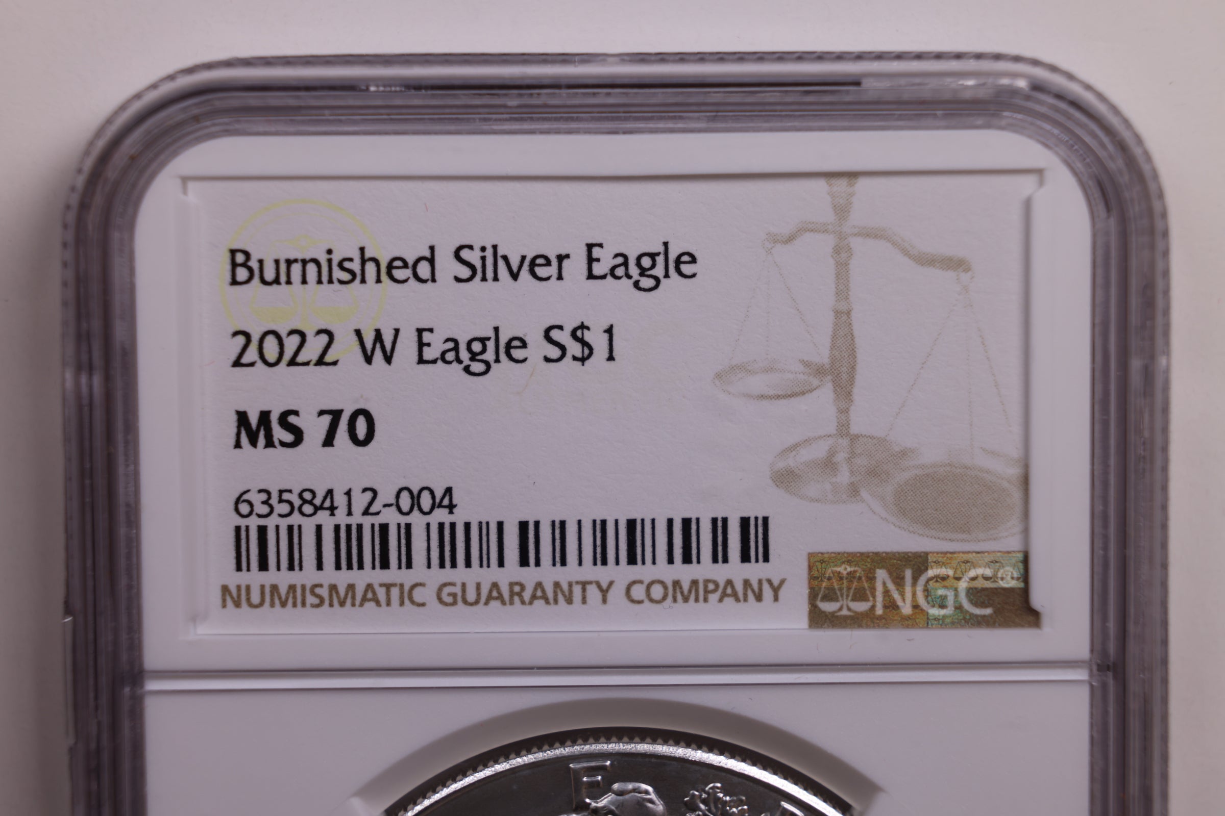 2022-W American Silver Eagle, Burnished Strike, NGC MS-70, Store #GSE027