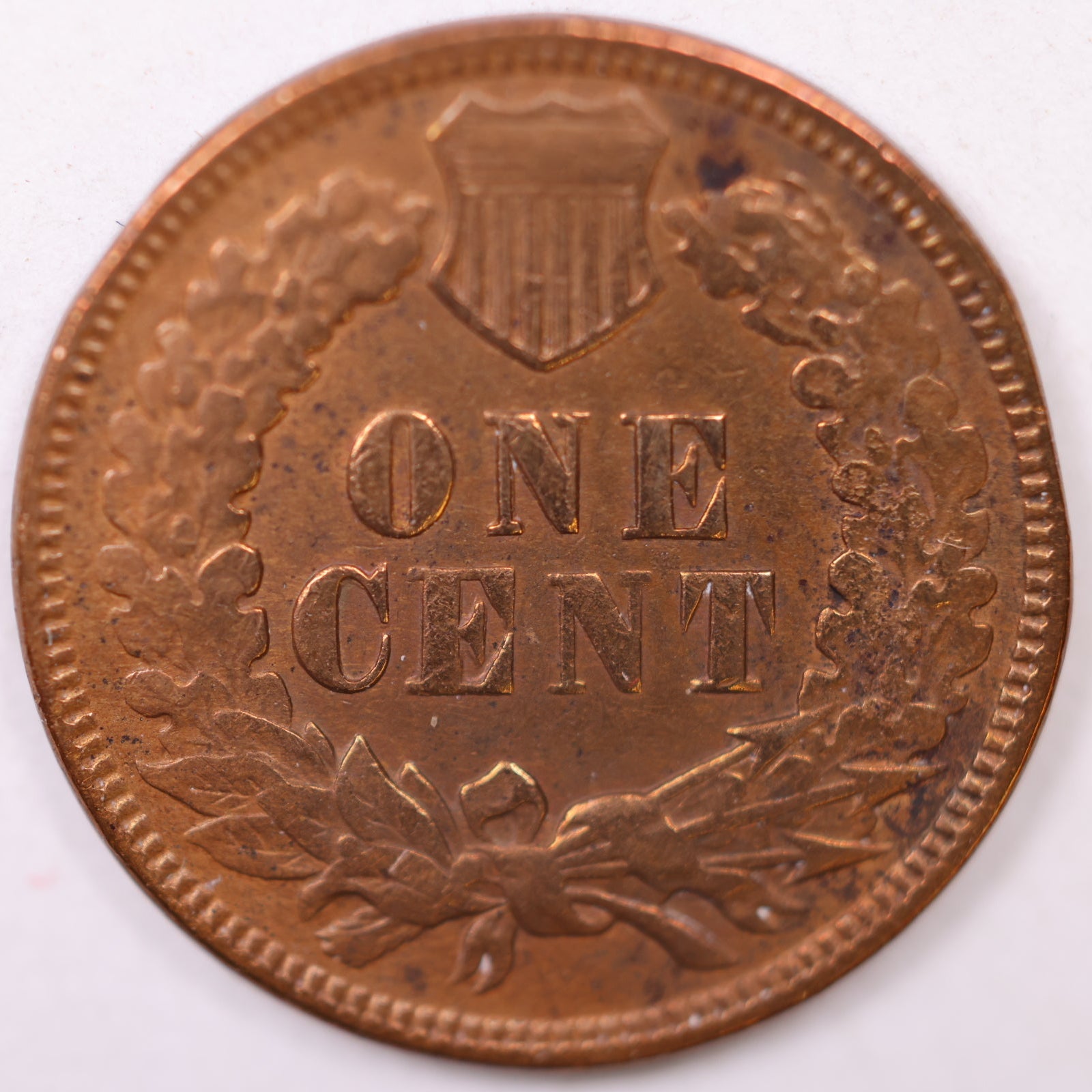 1872 Indian Head Cent, Mint State Uncirculated; Old cleaning, Affordable Coin, Store #CT1235