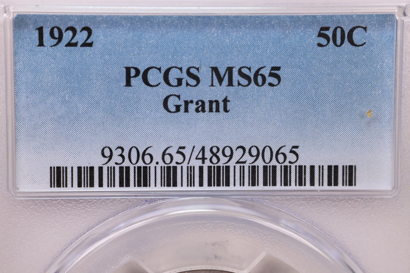 1922 Grant Silver Commemorative Half Dollar.,  PCGS MS65., Store
