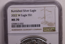 2022-W American Silver Eagle., Burnished Strike., NGC MS-70., Store GSE031.