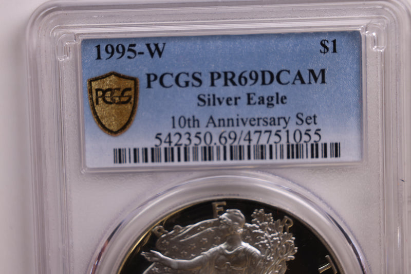 1995-W American Silver Eagle., PROOF Strike., 'KEY'., PCGS PF69., Store GSE036.