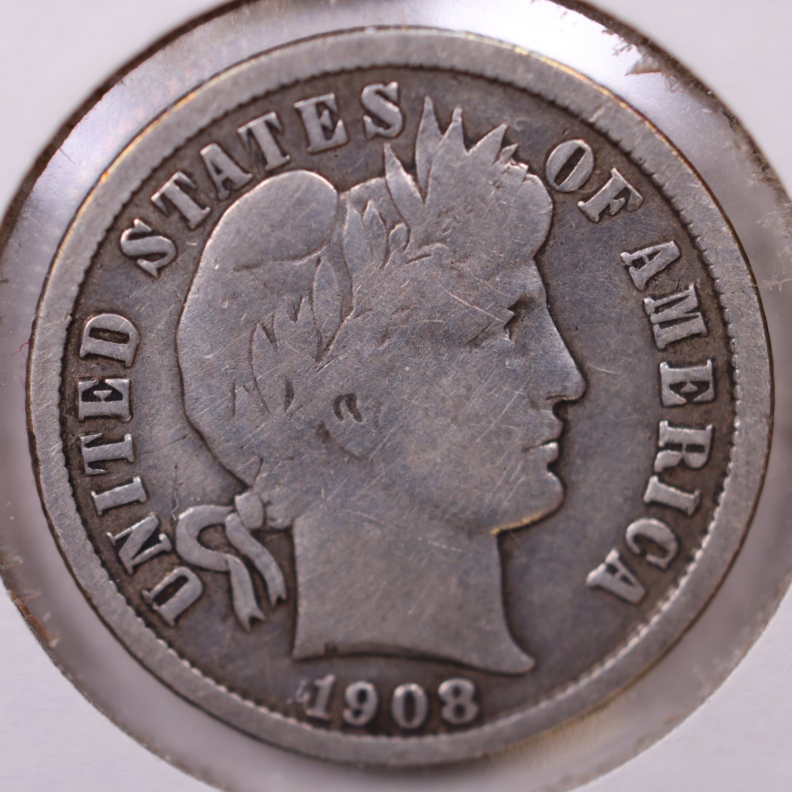 1908 Barber Dime, Fine Circulated Coin, Store #DE0927