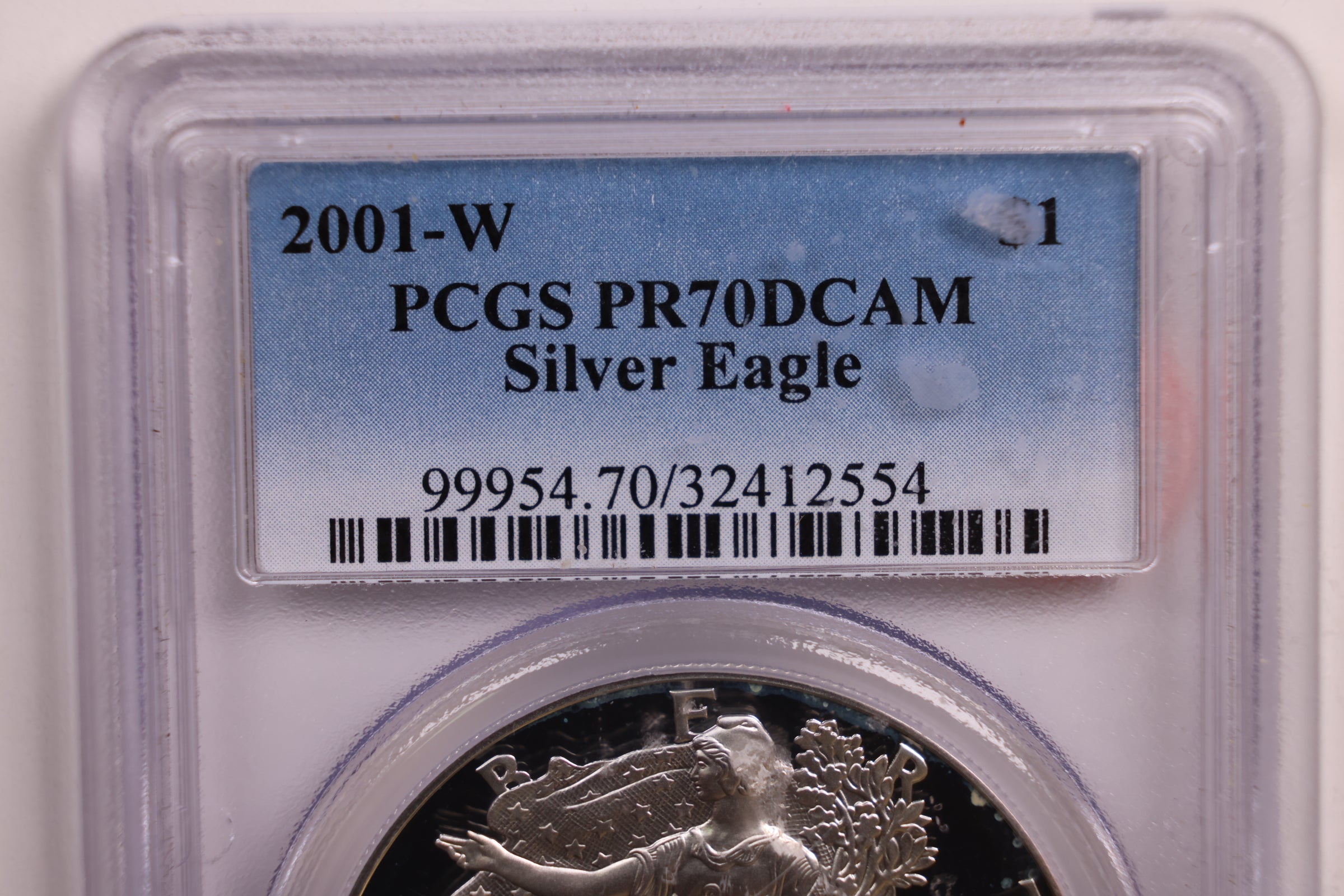 2001-W American Silver Eagle., PROOF Strike., PCGS PF-70., Store #GSE038
