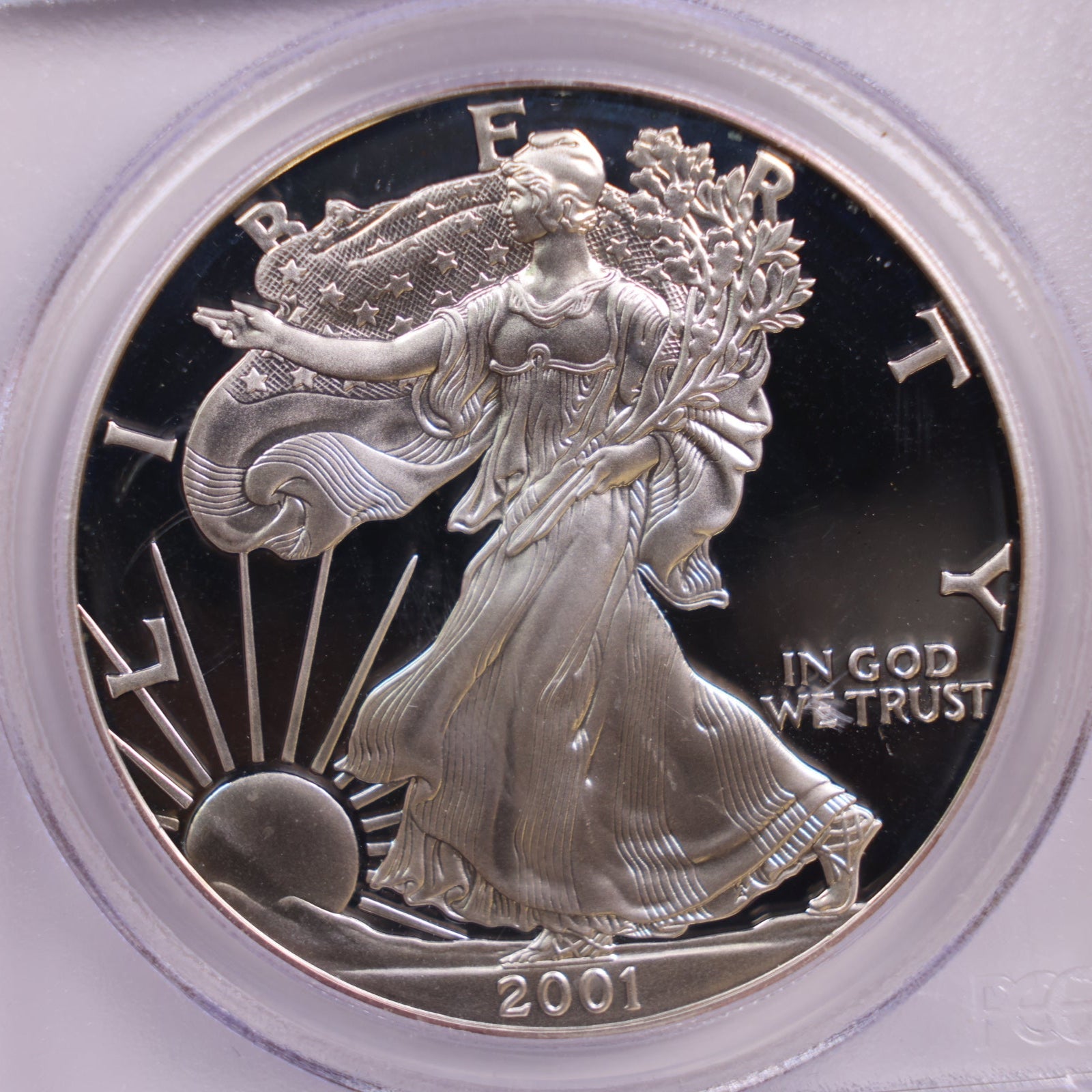 2001-W American Silver Eagle., PROOF Strike., PCGS PF-70., Store #GSE038