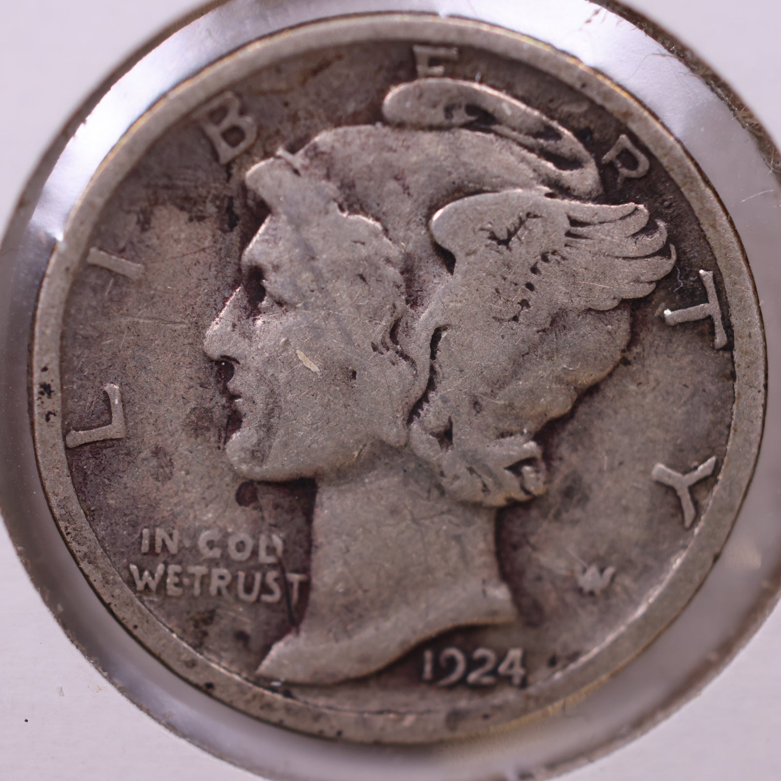 1924-D Mercury Silver Dime, Fine Circulated Coin. Store Sale #DE0929