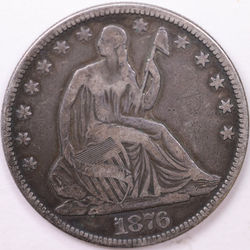 1876 Seated Liberty Silver Half Dollar., Affordable Circulated Coin Store Sale
