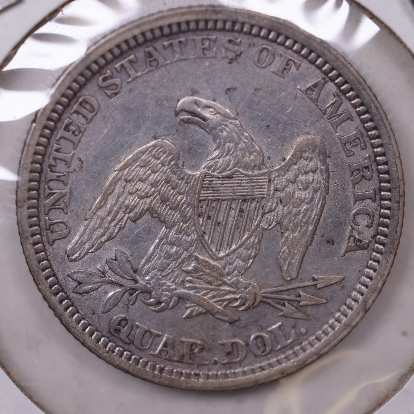 1861 Seated Liberty Quarter., Extra Fine Circulated, Store #QR1326