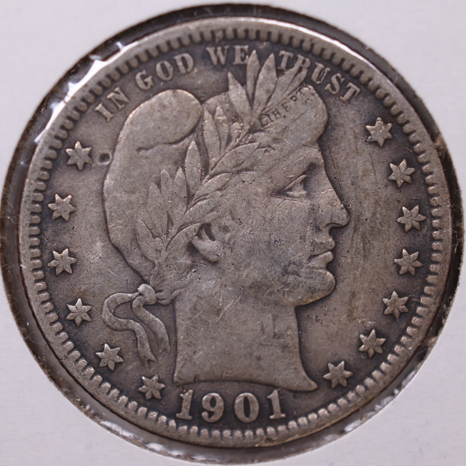 1901 Barber Silver Quarter, Very Fine Circulated Collectible Coin, Store #QR1330