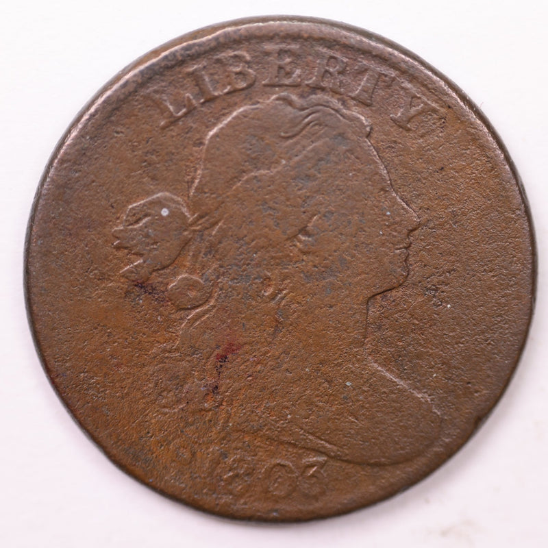 1803 Large Cent., Small Date, Large Fraction., Affordable Circulated Coin Store Sale