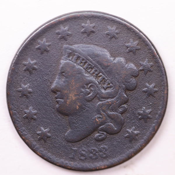 1833 Large Cent., Affordable Circulated Coin Store Sale #35411