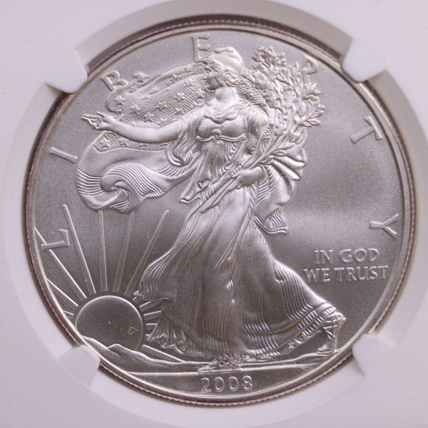 2008-W American Silver Eagle., Burnished Strike., NGC MS70., Store GSE041.