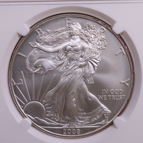 2008-W American Silver Eagle., Burnished, Rev 2007., NGC MS69., Store GSE042.