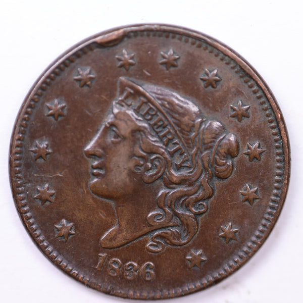 1836 Large Cent., Affordable Circulated Coin Store Sale #35413