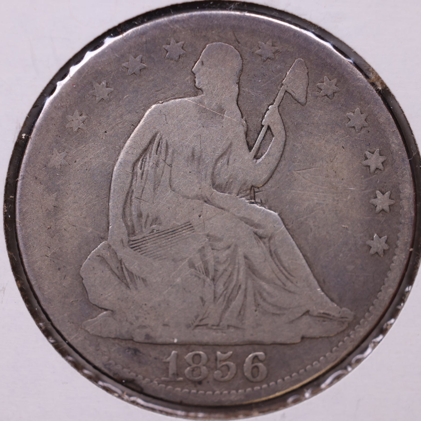 1856 Liberty Seated Half Dollar, Very Good Circulated Coin, Store #HR1825