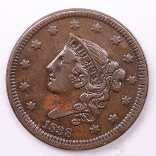 1838 Large Cent., Affordable Circulated Coin Store Sale #35418