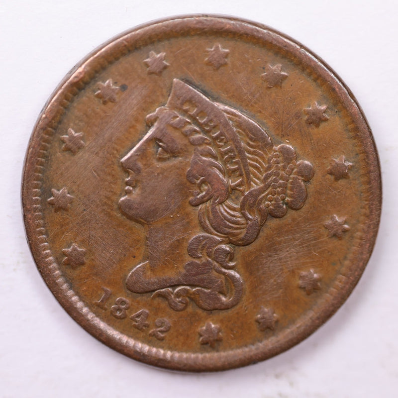1842 Large Cent., Affordable Circulated Coin Store Sale