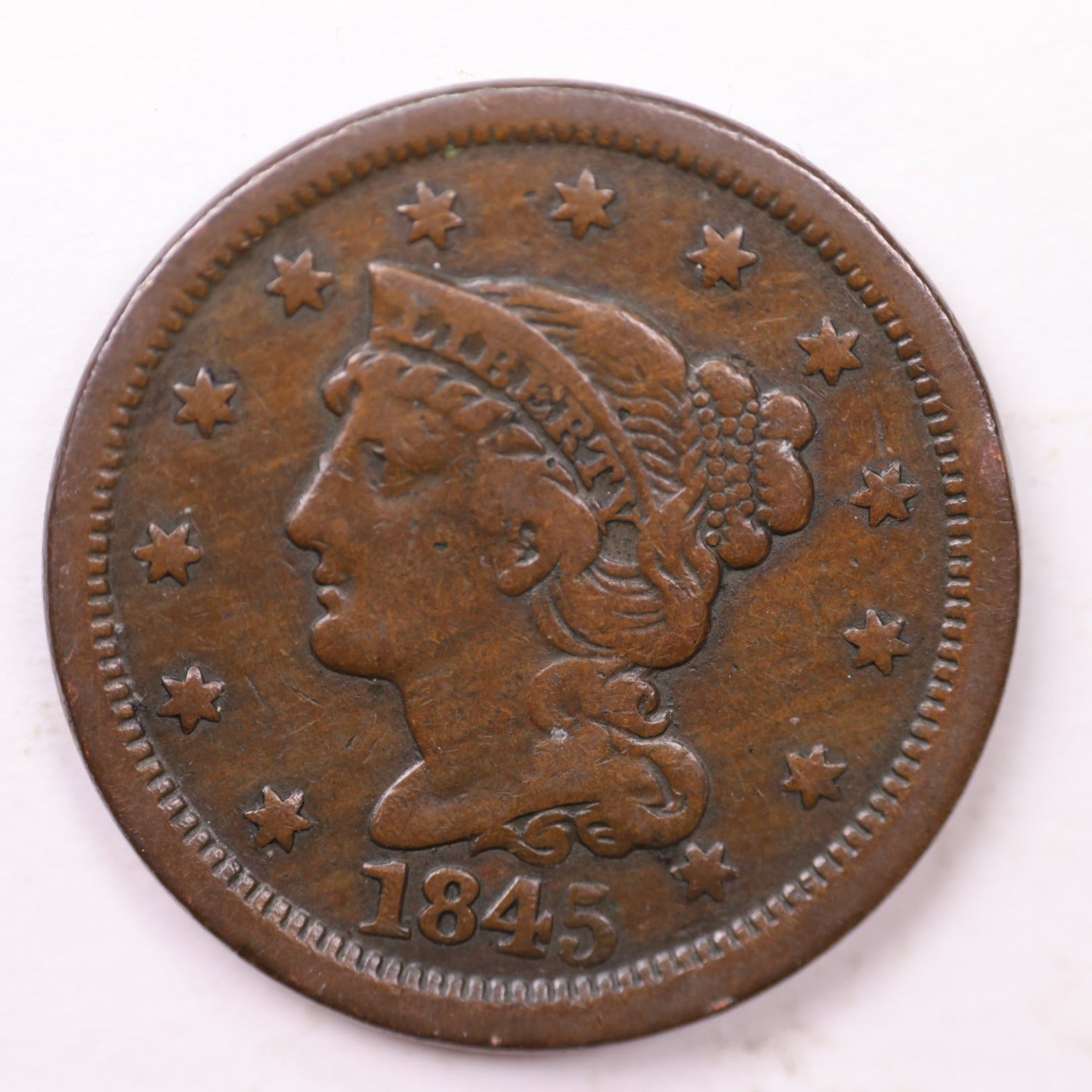 1945 Braided Hair Large Cent, Very Fine Circulated Coin, Store #35422