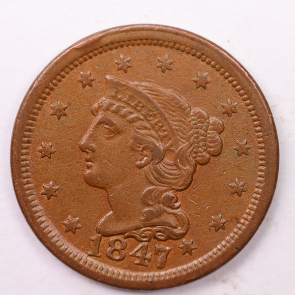 1847 Large Cent., Affordable Circulated Coin Store Sale #35424