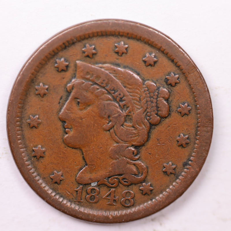 1848 Large Cent., Affordable Circulated Coin Store Sale