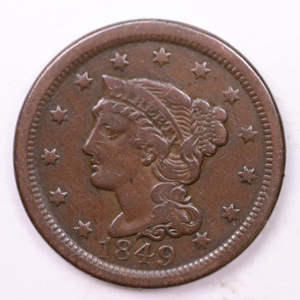 1849 Large Cent., Affordable Circulated Coin Store Sale #35426
