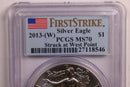 2013(W) American Silver Eagle., Business Strike., PCGS MS70., Store GSE048.