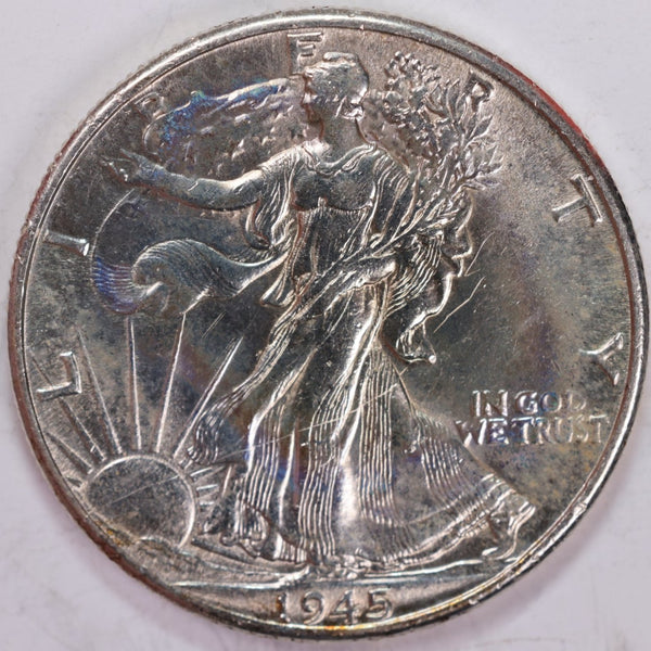 1945 Walking Liberty Half Dollar, Mint State Coin, Store #H945.01