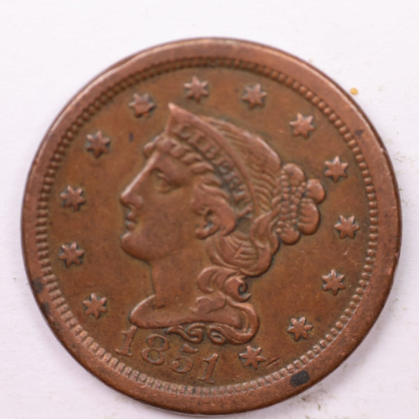 1851 Large Cent., Affordable Circulated Coin Store Sale #353428