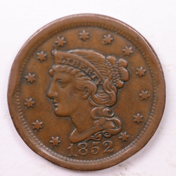 1852 Large Cent., Affordable Circulated Coin Store Sale #353429