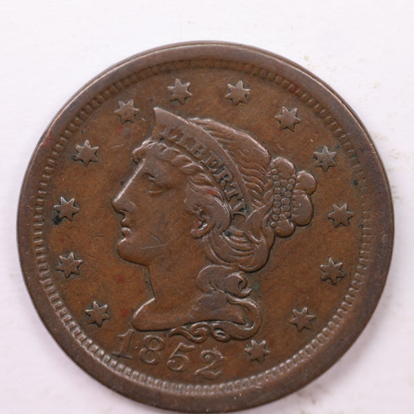 1852 Large Cent., Affordable Circulated Coin Store Sale #353429