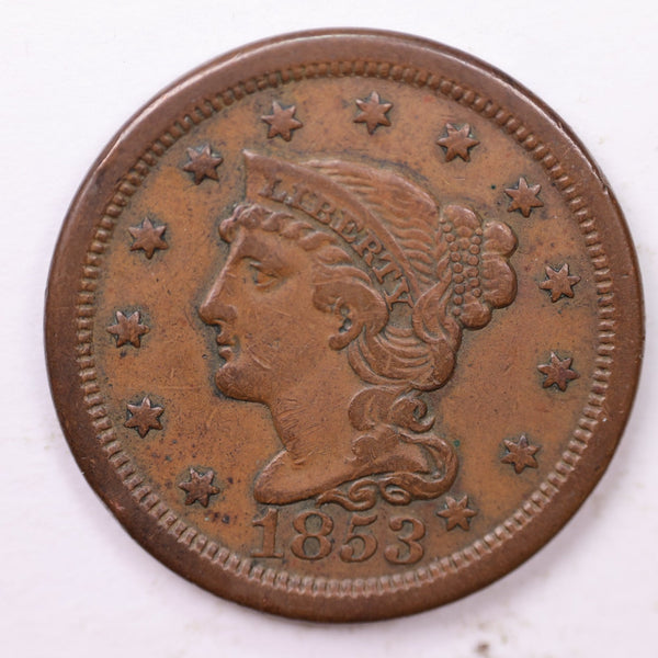1853 Large Cent., Affordable Circulated Coin Store Sale #353431