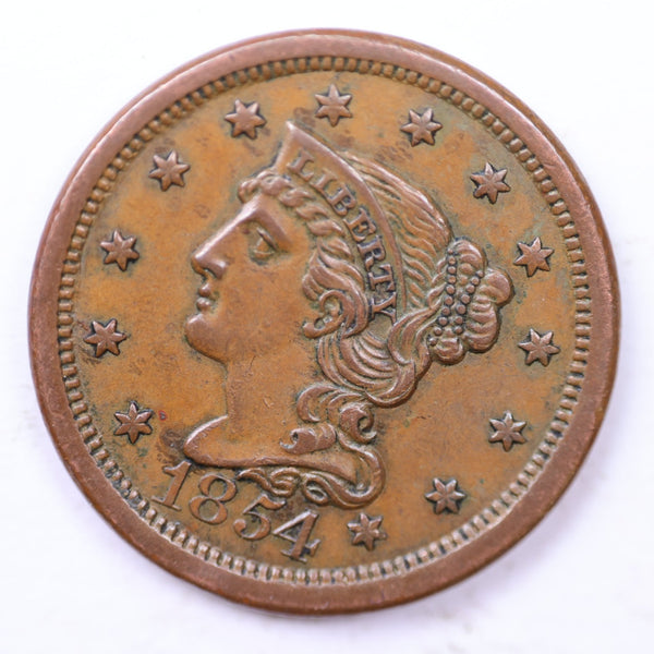 1854 Large Cent., Affordable Circulated Coin Store Sale #353434