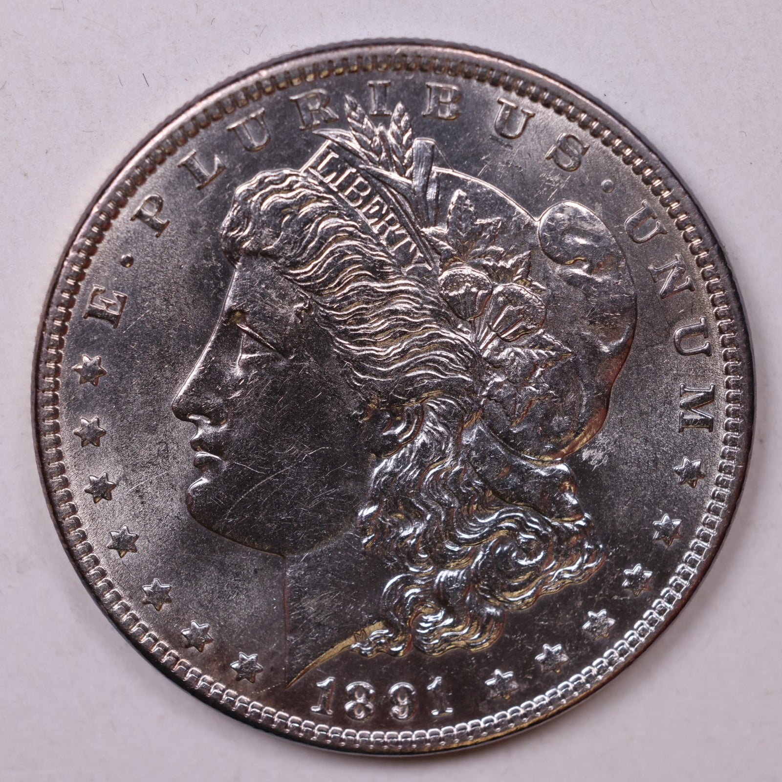 1891 Morgan Silver Dollar., Mint State Uncirculated Coin, Store #DR090