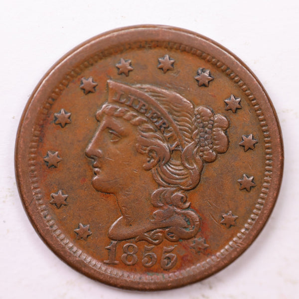 1855 Large Cent., Affordable Circulated Coin Store Sale #353436