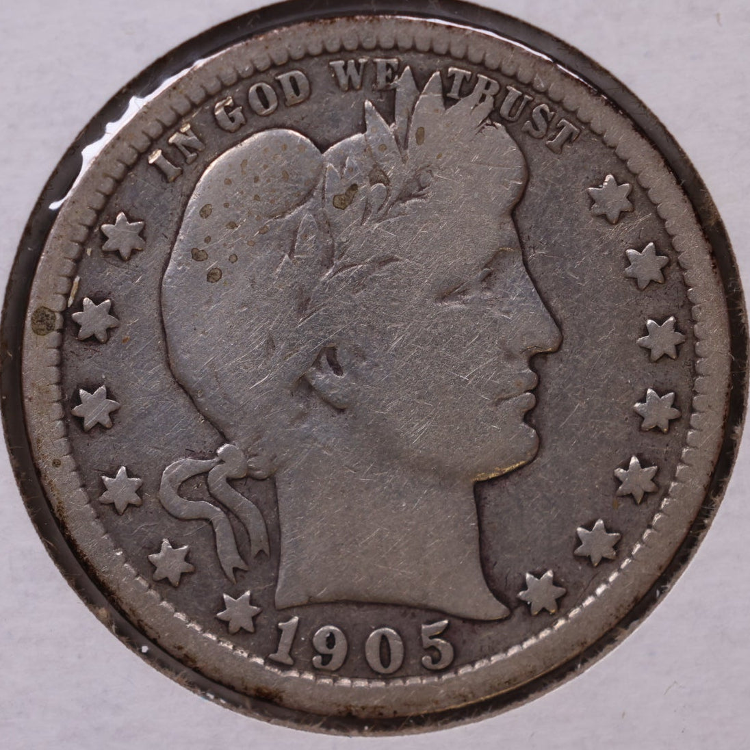 1905 Barber Quarter, Very Good+ Circulated Details., Store#QR1341