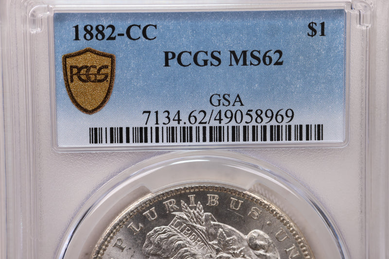 1882-CC Morgan Silver Dollar, PCGS MS-62, Affordable Collectible Coin, Sale