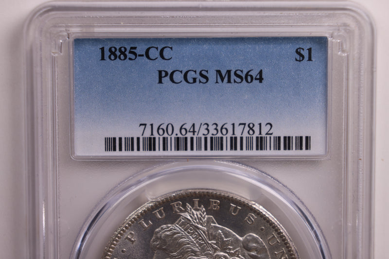 1885-CC Morgan Silver Dollar., PCGS MS-64.,Uncirculated, Store