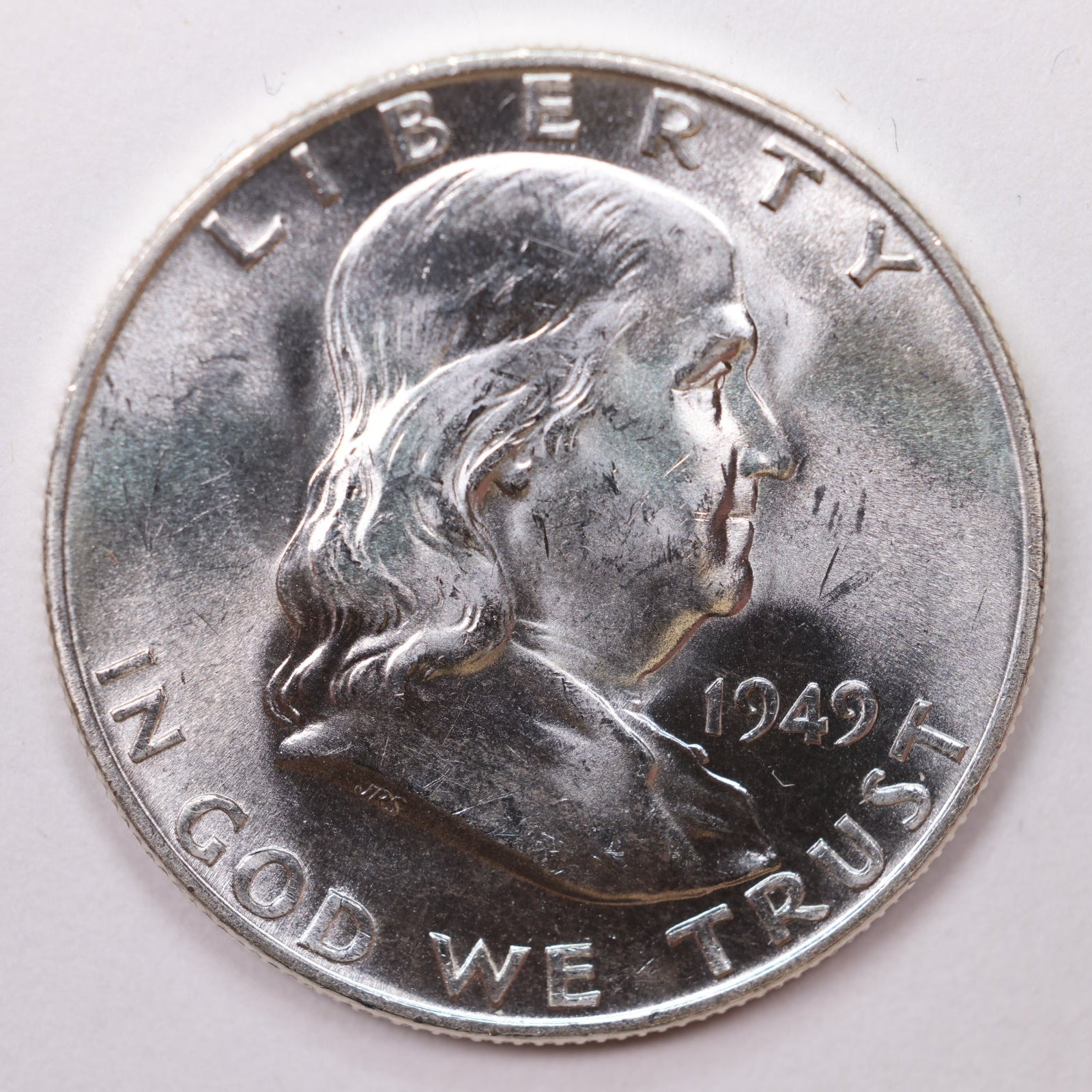 1949-D Franklin Half Dollar, Mint State Uncirculated Coin, Store #HR1353.
