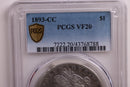 1893-CC Morgan Silver Dollar., PCGS VF-20., Circulated, Store