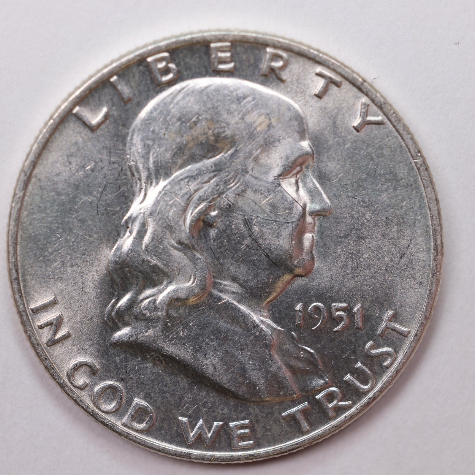 1951-D Franklin Half Dollar, Mint State Uncirculated Coin, Store #HR1359.