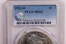 1921-D Morgan Silver Dollar, PCGS MS-63, Store