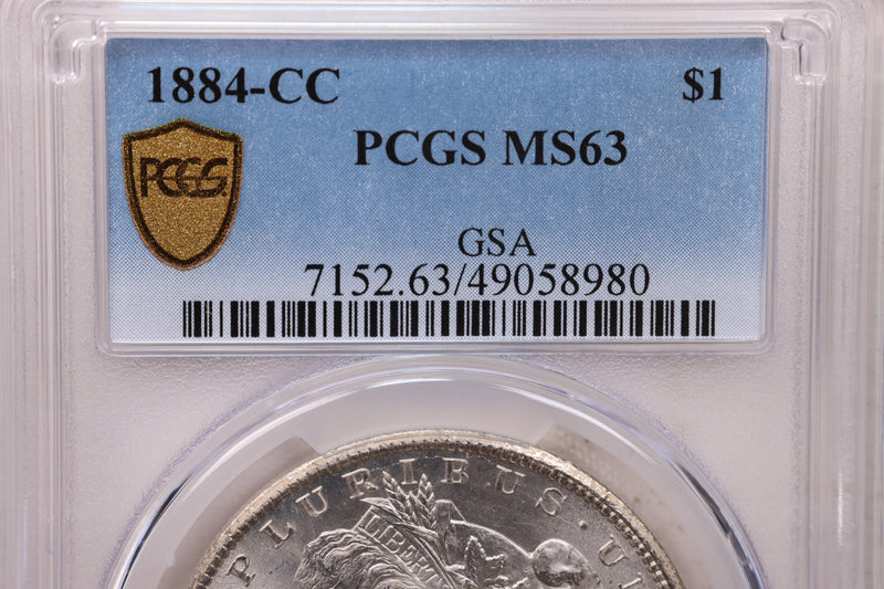 1884-CC Morgan Silver Dollar, PCGS MS-63, GSA, Affordable Collectible Coin, Sale