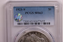 1921-S Morgan Silver Dollar., PCGS MS-63., Uncirculated, Store