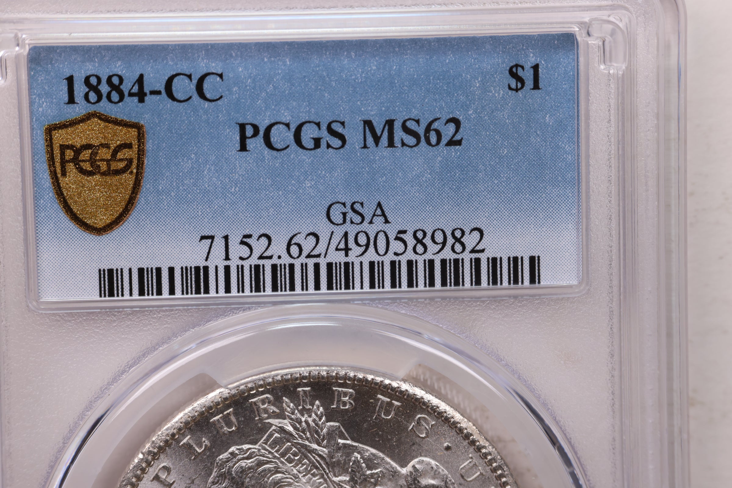 1884-CC Morgan Silver Dollar, PCGS MS-62GSA, Affordable Collectible Coin, Sale #353451