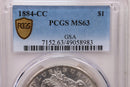 1884-CC Morgan Silver Dollar, PCGS MS-63, GSA, Affordable Collectible Coin, Sale
