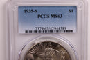 1935-S Peace Silver Dollar., PCGS MS-63., Uncirculated, Store